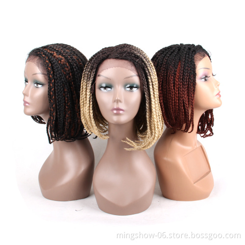 Synthetic Braided Box Braids Wig For Black African Women High Temperature Fiber Cosplay Style Short Bob Wigs